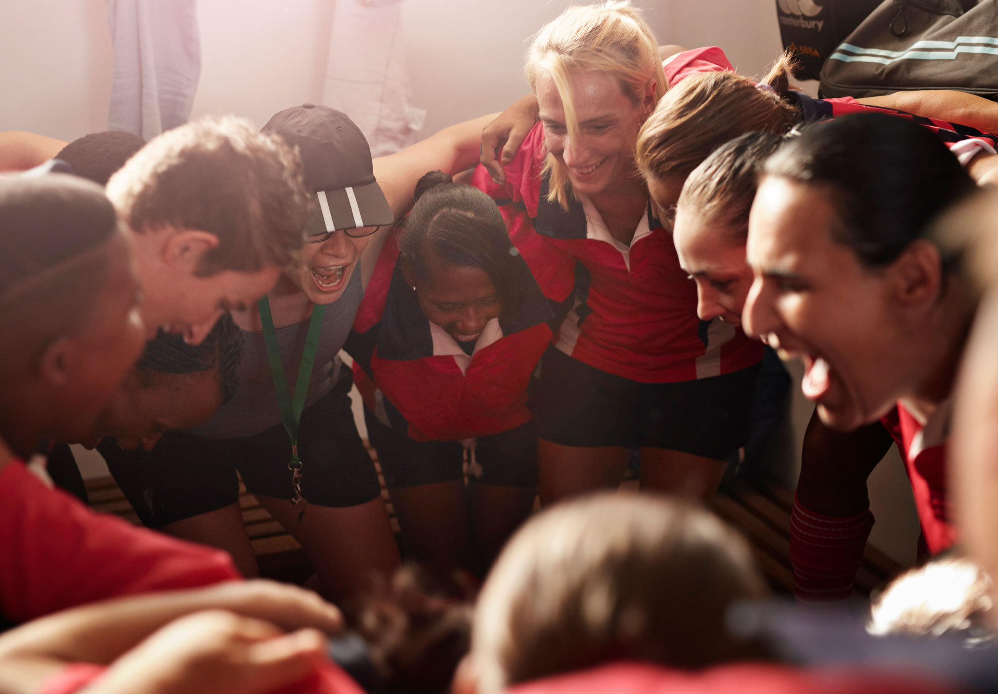 Locker room scrum teem cheer